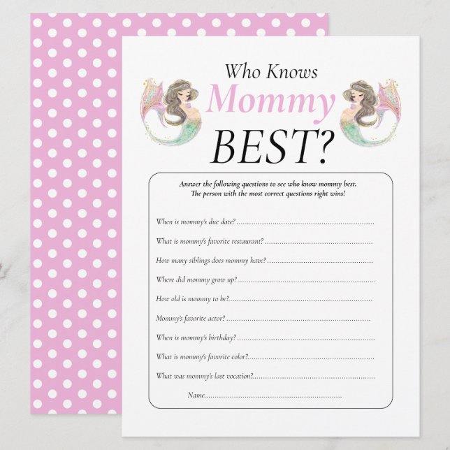 Sjöjungfruns babydusch under havet inbjudningar (Fram/baksida)