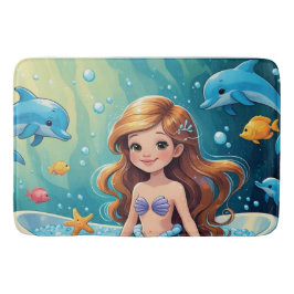 Sjöjungfruns badtid med delfiner badrumsmatta