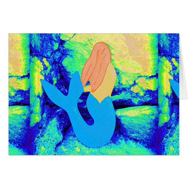 sjöjungfruns blå svan hälsningskort (Framsidan Horizontal)