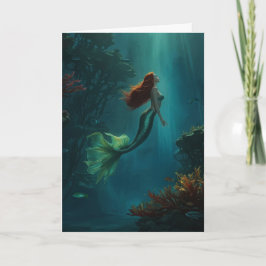 Sjöjungfruns Dream Fantasy Art Underwater Scene Kort