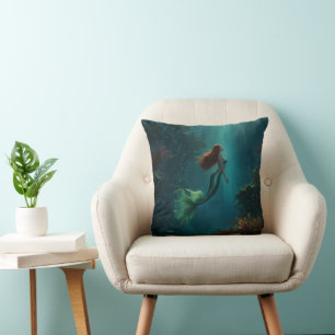Sjöjungfruns Dream Fantasy Art Underwater Scene Kudde
