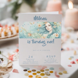 Sjöjungfruns festinbjudan första flickfödelsedag inbjudningar