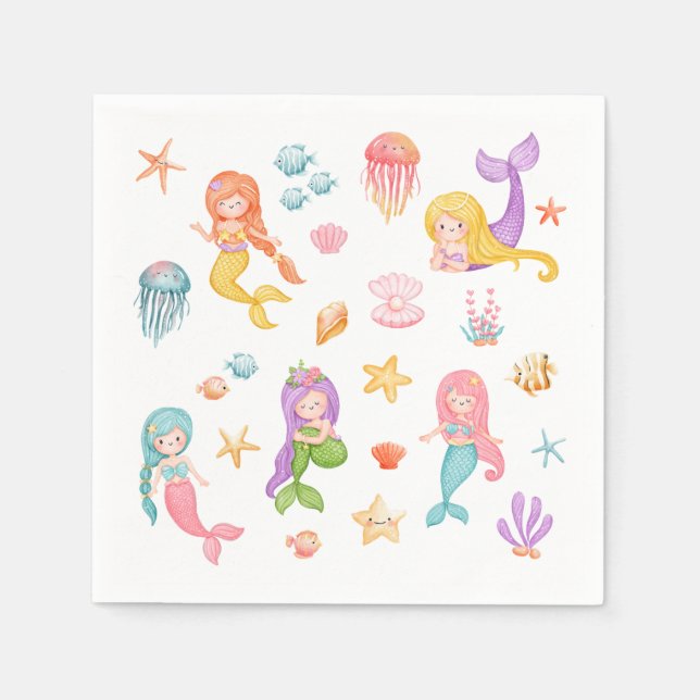 Sjöjungfruns Födelsedagsfest Pappersservett (Framsidan)