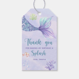 Sjöjungfruns Födelsedagsfest under Havet Tack Presentetikett