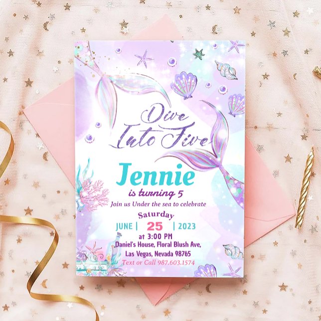 Sjöjungfruns Födelsedagsfest under Party Inbjudningar (Skapare uppladdad)