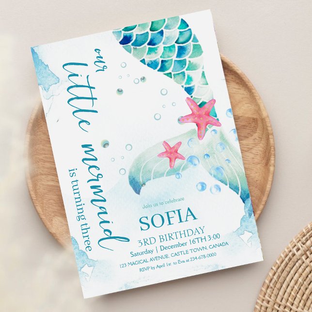 Sjöjungfruns Födelsedagsfest under Sjöjungfrun om  Inbjudningar (Skapare uppladdad)