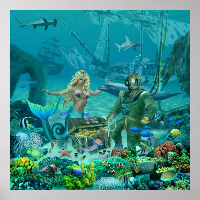 Sjöjungfruns korallrevsskatt poster (Framsidan)