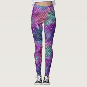 Sjöjungfruns metalliska vattenfärgsutrustning leggings