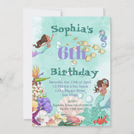 Sjöjungfruns Mörk under havets födelsedag Inbjudningar