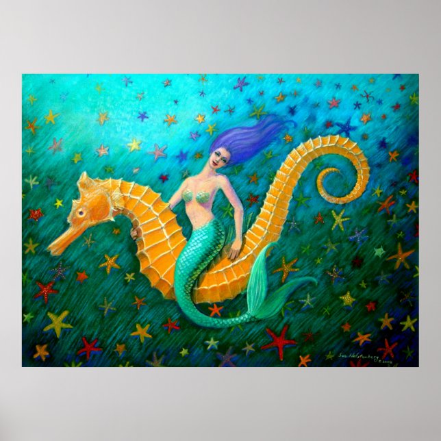 Sjöjungfruns Ride-Magic Seahorse Poster (Framsidan)