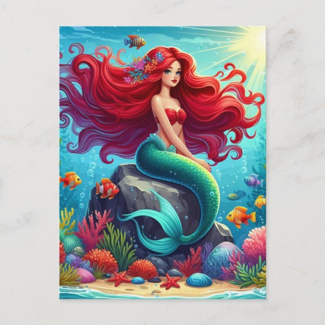 Sjöjungfruns röda hår vykort (Framsida)