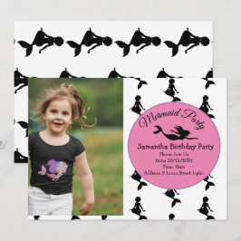 Sjöjungfruns Rosa Lila Födelsedagsfest inbjudan