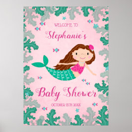Sjöjungfruns Rosa under Sea Baby Shower Poster