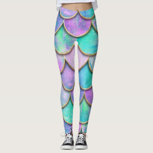 Sjöjungfruns skalor: vattenfärgsvågen mönster. leggings