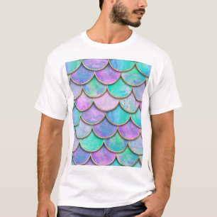 Sjöjungfruns skalor: vattenfärgsvågen mönster. t shirt