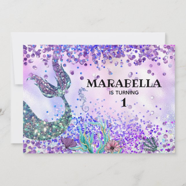 *~* Sjöjungfruns Svan - Födelsedagsfesten för regn Inbjudningar (Framsida)