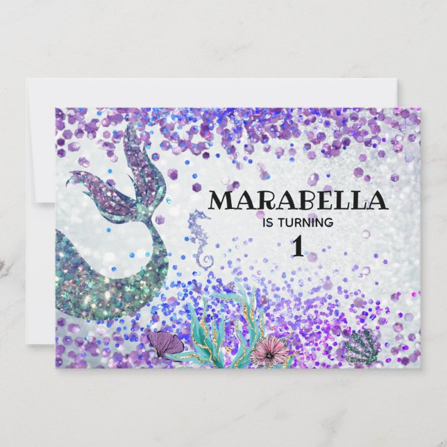 *~* Sjöjungfruns Svan Rainbow-Födelsedagsfest Inbjudningar (Framsida)