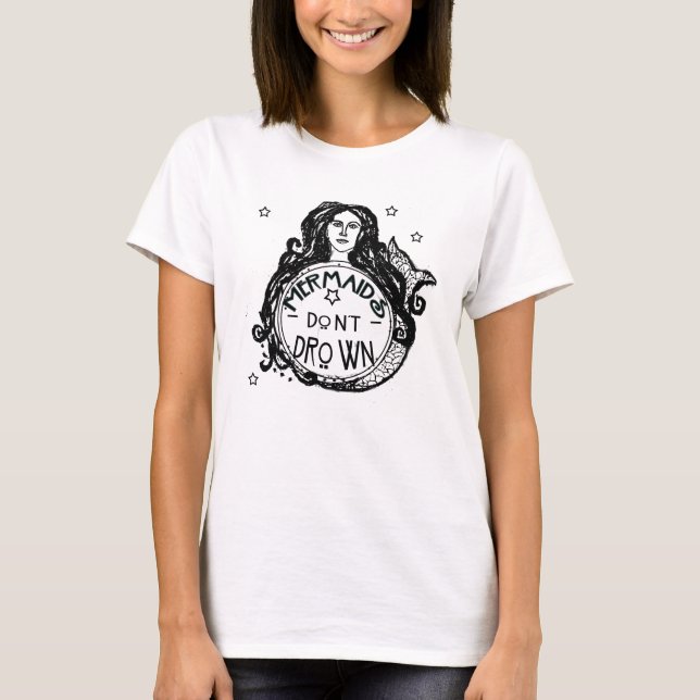 Sjöjungfruns T-Shirt får inte drunkna (Framsida)