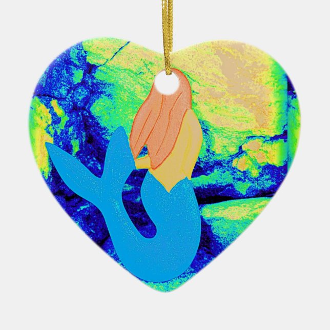 sjöjungfruns utformning julgransprydnad keramik (Framsidan)