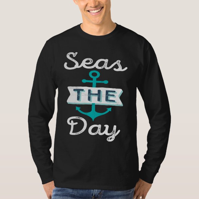 Sjöjungfrupartaj seglar dagen blå  t shirt (Framsida)