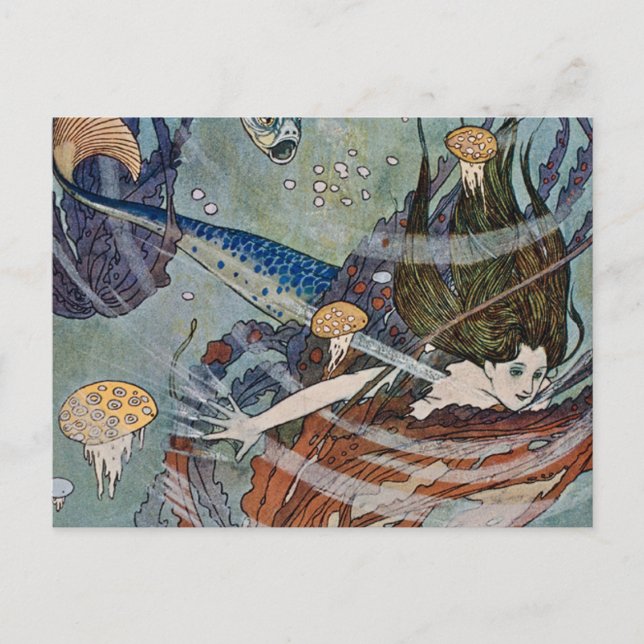 “Sjöjungfruprinsessan” av Edmund Dulac Vykort (Framsida)