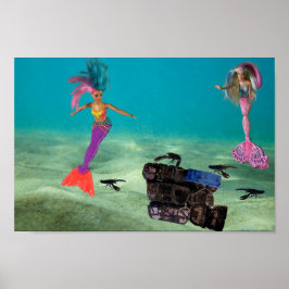 Sjöjungfrur som hjälper humrarna. poster