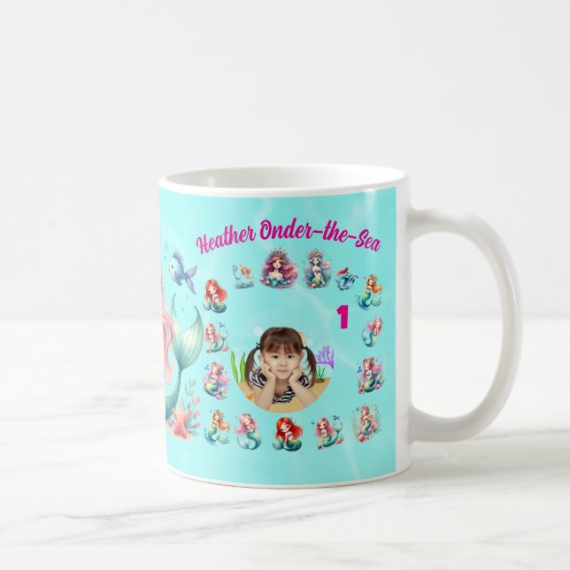 Sjöjungfrur Under vattnet 1-års födelsedags fotofa Kaffemugg (Höger)