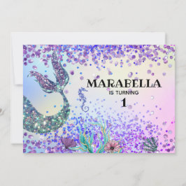 *~* Sjöjungfrus Svan Rainbow Girl Birthday Inbjudningar