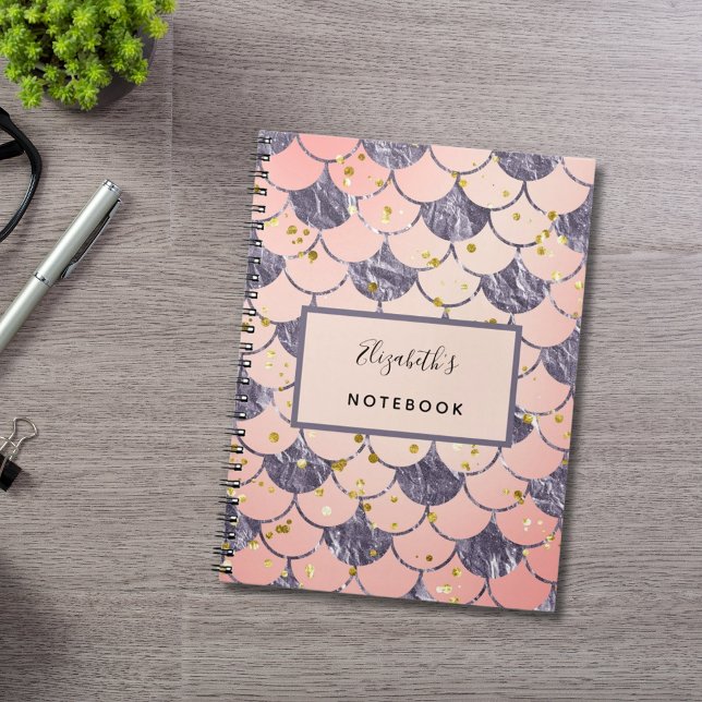 Sjöjungfruskor rosa persika lila anteckningsbok (Skapare uppladdad)
