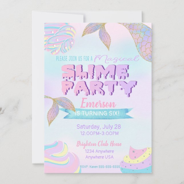 Sjöjungfruslimeinbjudan, Slimepartyinbjudan Inbjudningar (Framsida)
