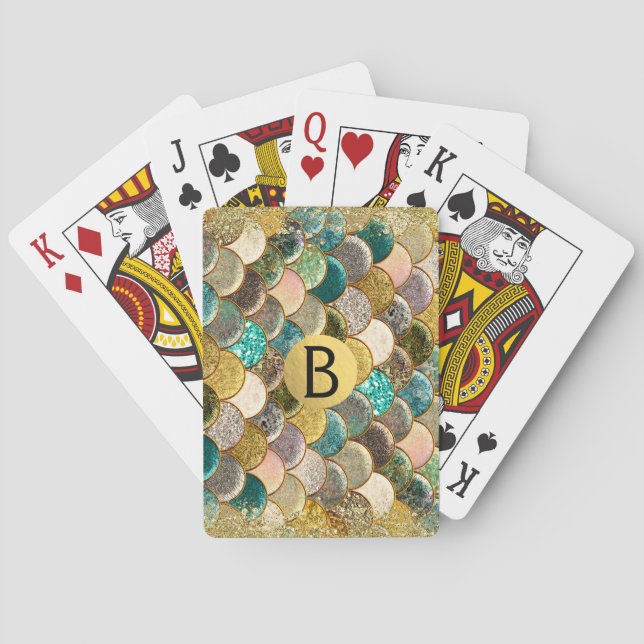 Sjöjungfrusudd Multi Färg Glitter Glam Trendigt Spel Kort (Baksidan)