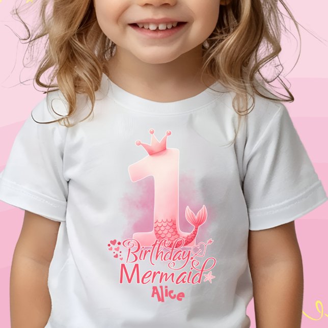 Sjöjungfrutema Flickas 1-årsdag Personlig T Shirt (Skapare uppladdad)