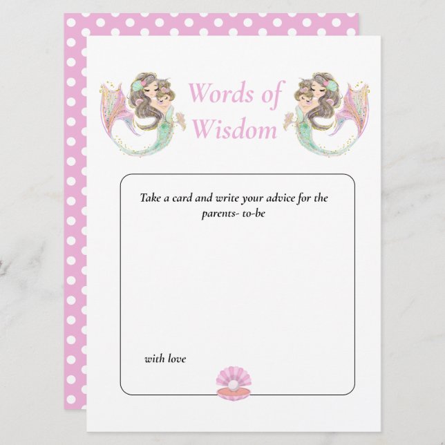 Sjöjungfruvisdom Brun Bebyshow Under Havet Inbjudningar (Fram/baksida)