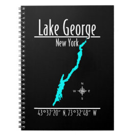 Sjökarte över Lake George New York med koordinater Anteckningsbok