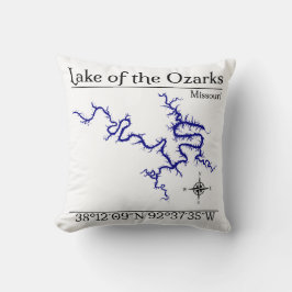 Sjökarte Ozarks Missouri Kuddöverkast Dekor Kudde