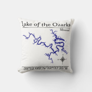 Sjökarte Ozarks Missouri Kuddöverkast Dekor Kudde