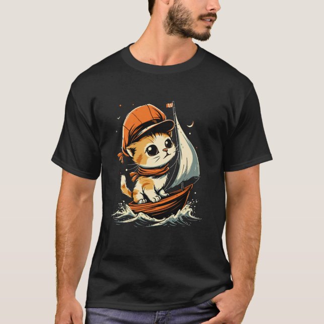 Sjökatten på segling t shirt (Framsida)