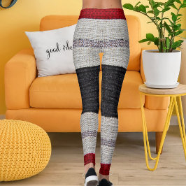 Sjokladtexturerad säcksilkes countryrandigt mönste leggings
