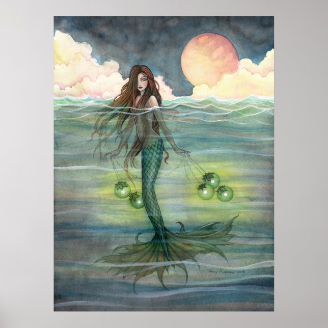 "Sjökvinna"-affisch "Illuminated Sea" av Molly Har Poster (Framsidan)