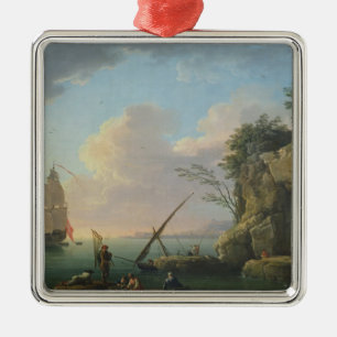 Sjölandskap 1748 julgransprydnad metall