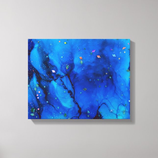 Sjölandskap Alcohol Bläck Abstrakt Canvastryck (Framsida)