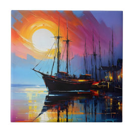 Sjölandskap av färglös Abstrakt Olja Akrylfärg Kakelplatta