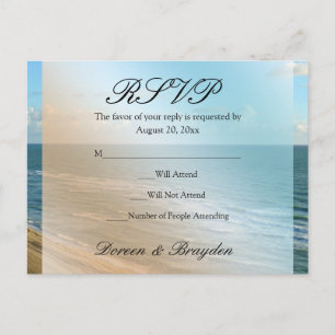 Sjölandskap Beach Wedding Blue Ocean Inbjudan Vykort