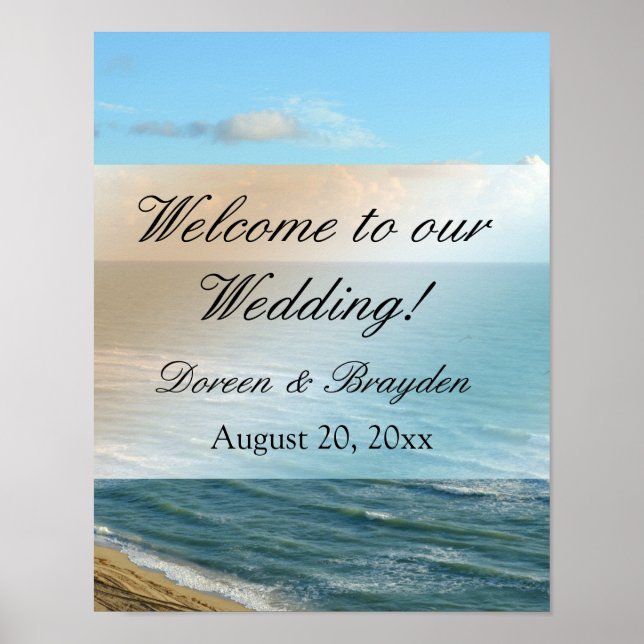Sjölandskap Beach Wedding Blue Ocean Poster (Framsidan)