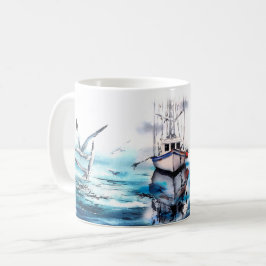 Sjölandskap Boat Birds Kaffemugg