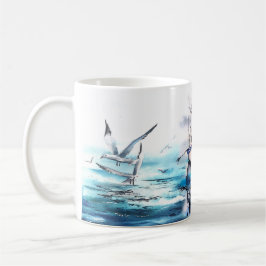 Sjölandskap Boat Birds Kaffemugg
