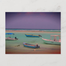 Sjölandskap Boats vid vila Oistins Beach Barbados Vykort