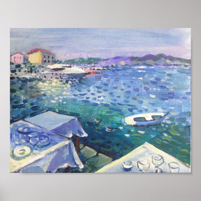 sjölandskap - en restaurang vid havet poster (Framsidan)