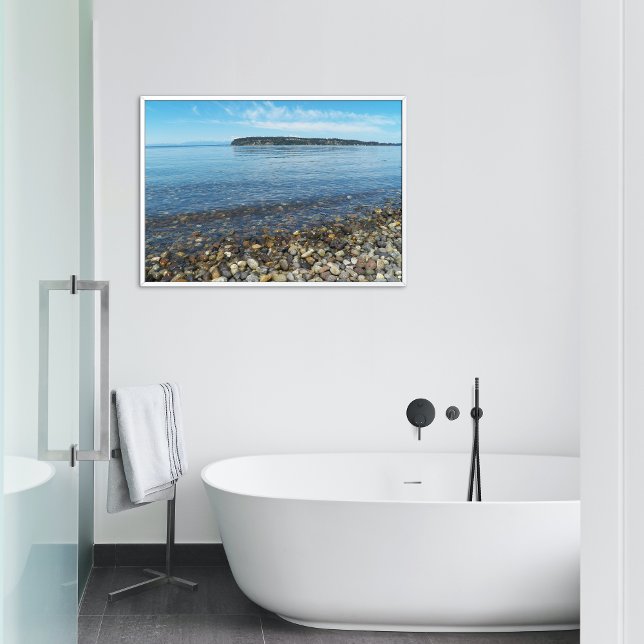 Sjölandskap för fredliga Småstarna i Vatten Beach Fototryck (In Situ Framed)