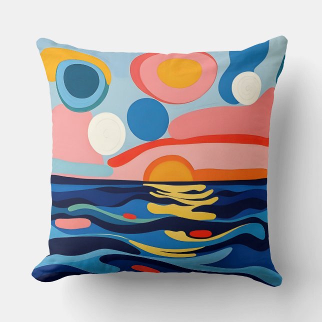 Sjölandskap för kraftig Abstrakt Kudde (Framsida)